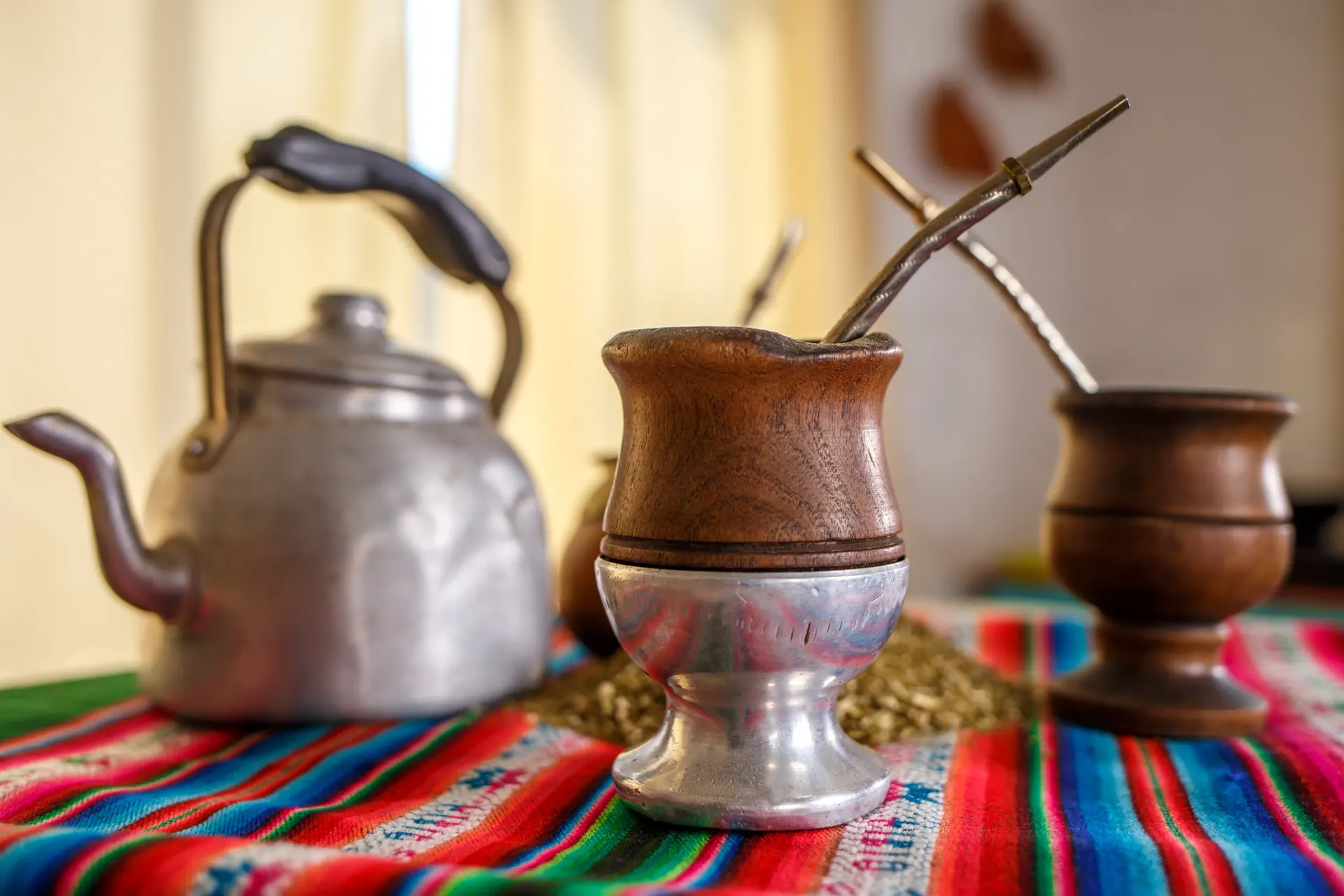 Mate con pava y bombilla
